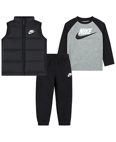 Nike Toddler Boys 3-Piece Solid Vest, Long Sleeve T-shirt and Pants Set