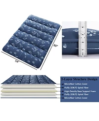 Futon Mattress Full Size, Floral Print Floor Pad Portable Dorm Sleeping Pad, 54"x 80"