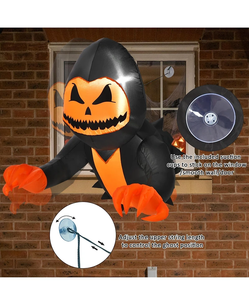 3.3 Feet Halloween Inflatable Pumpkin Head Ghost Broke Out from Window