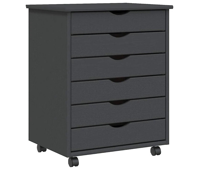 Rolling Cabinet with Drawers Moss Solid Wood Pine