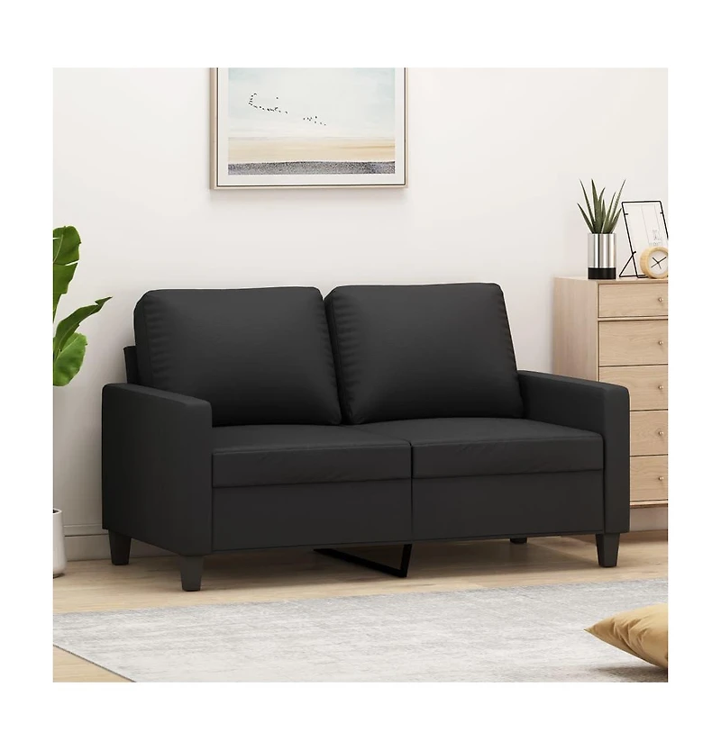 vidaXL 2-Seater Sofa Black 47.2" Faux Leather