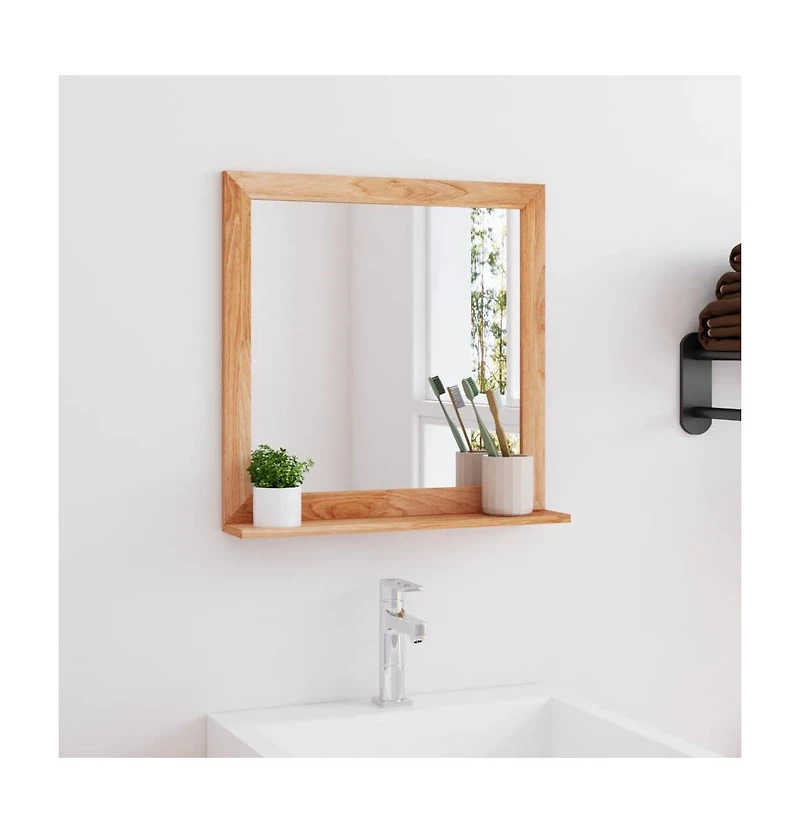 vidaXL Wall Mirror 21.7"x21.7" Solid Wood Walnut