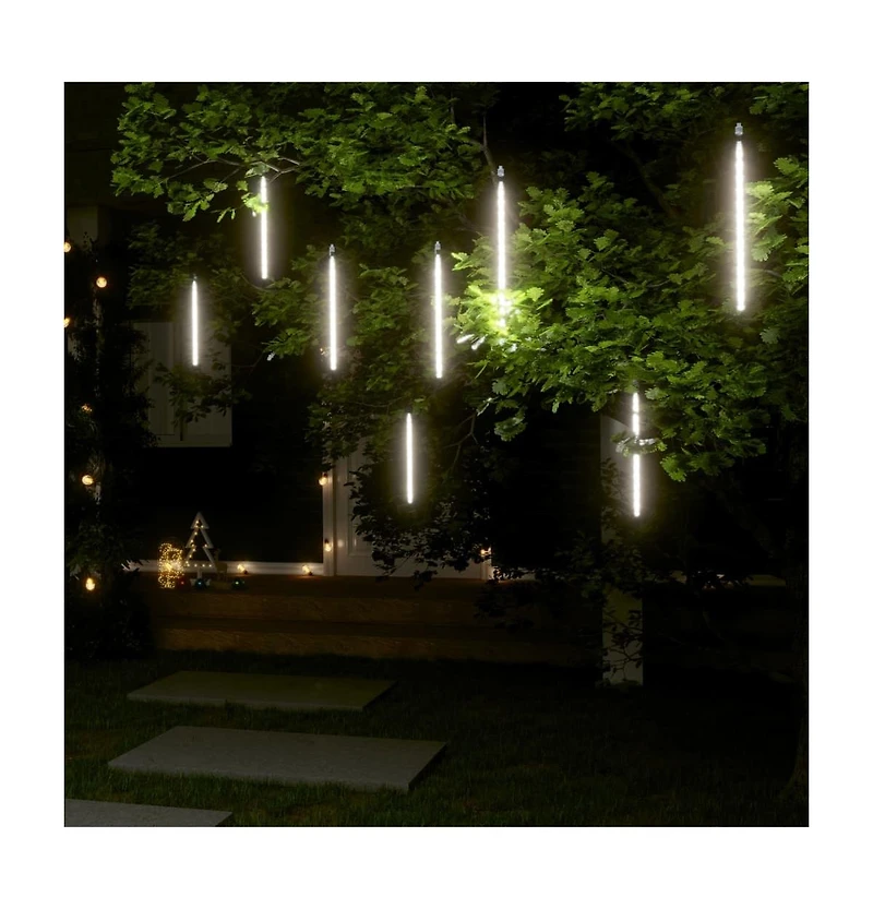 vidaXL Meteor Lights 8 pcs 1 ft Cold White 192 LEDs Indoor Outdoor