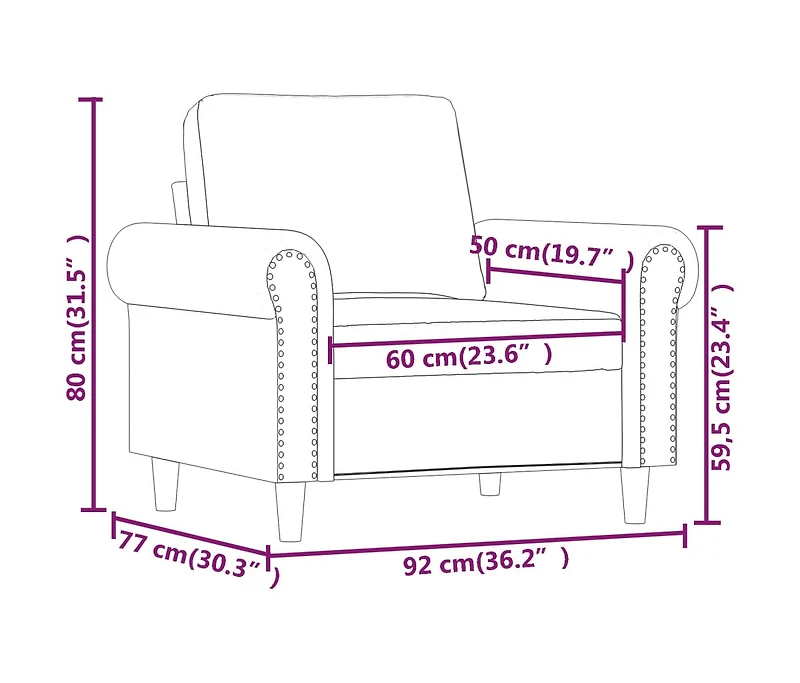 vidaXL Sofa Chair Light Gray 23.6" Velvet