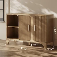 Sugift 48 Inch Farmhouse Console Table with 2 Drawers and Open Storage Shelf for Hallway