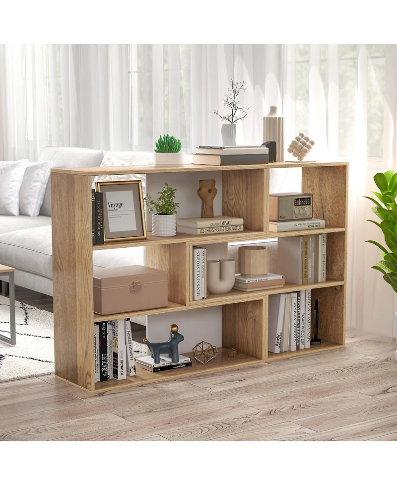 Sugift 2-Piece Separable Bookshelf Floor Standing Corner Display Storage