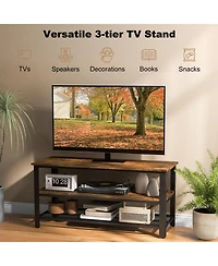 Industrial Tv Stand up to 50 Inches with Power Outlets and Usb Ports-Rustic Brown