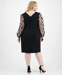 Connected Plus Floral-Applique Sheath Dress