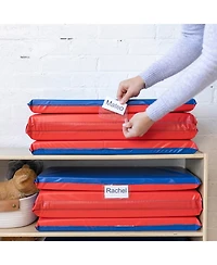 ECR4Kids Premium Folding Rest Mat, 4-Section, 2in, Blue/Red, 5-Pack