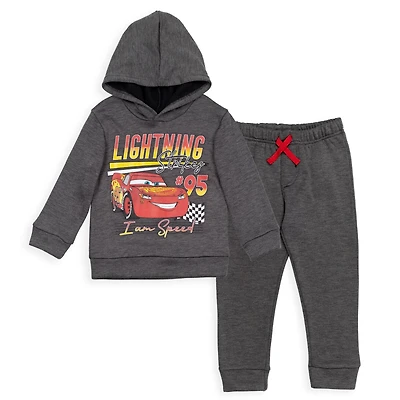Disney Toddler Boys Pixar Cars Lightning McQueen Fleece Pullover Hoodie and Pants Outfit Set to