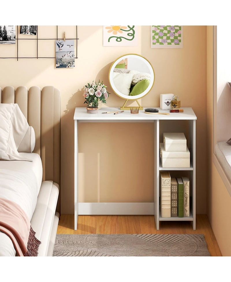 Skonyon 31.5 Inch Modern Home Office Desk with 2 Compartments-White