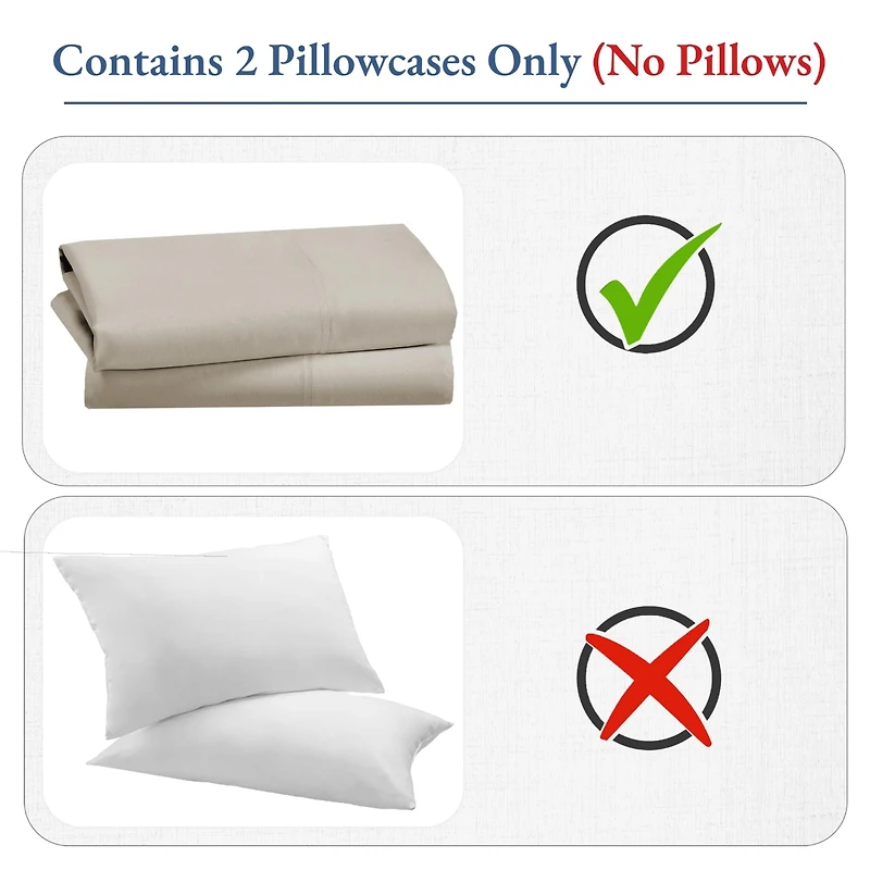 Luxury 800 Thread Count 2 King Pillowcases, 100% Cotton Sateen, Soft, Smooth & Thick, Fits King Size Pillows by California Design Den