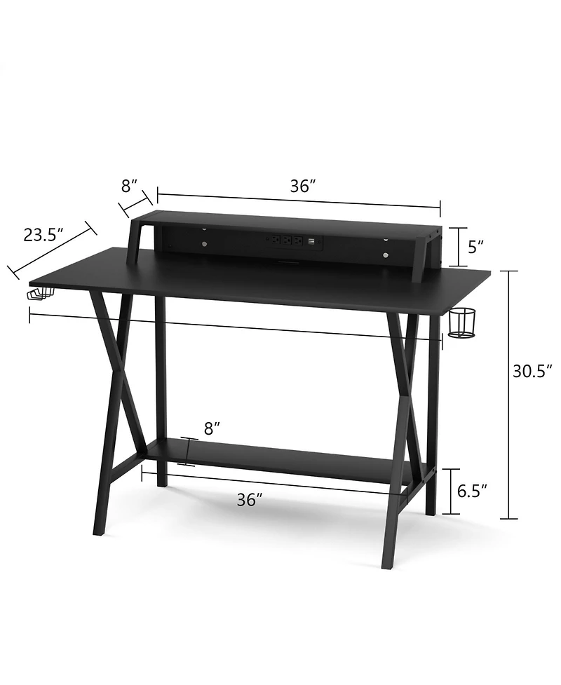 Skonyon All-in-One Professional Gaming Desk with Cup and Headphone Holder