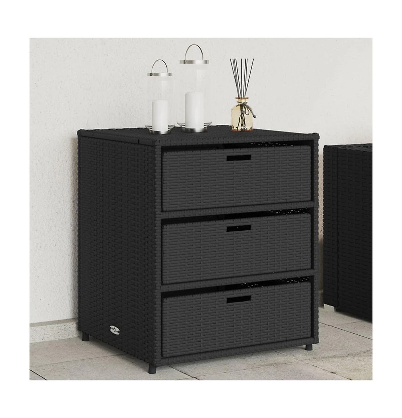 vidaXL Patio Storage Cabinet Black 21.7"x23.2"x27.2" Poly Rattan