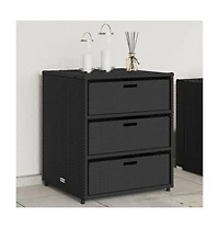 vidaXL Patio Storage Cabinet Black 21.7"x23.2"x27.2" Poly Rattan