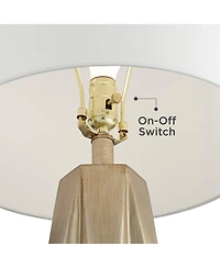 Bravo Modern Table Lamp 28" Tall Champagne Gold Diamond Geometric Cut White Drum Shade Decor for Bedroom Living Room House Home Bedside Nightstand Off