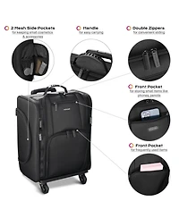 Byootique Rolling Makeup Train Case & Backpack Kit w/ 7 Toiletry Bags Artist