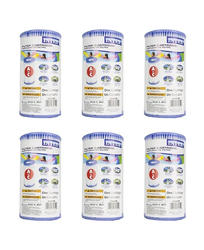 Intex Swimming Pool Easy Set Type A Replacement Filter Pump Cartridge (6 Pack)