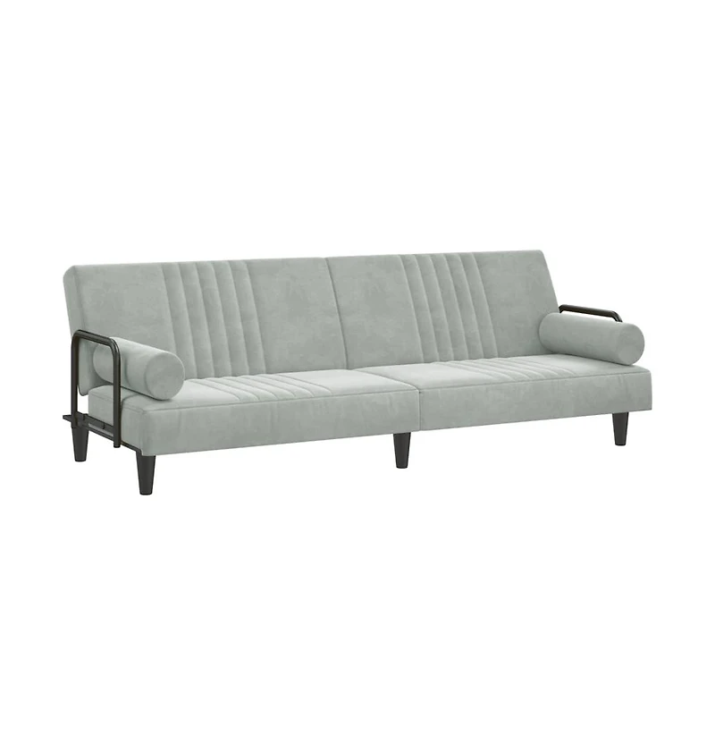 vidaXL Sofa Bed with Armrests Light Gray Velvet