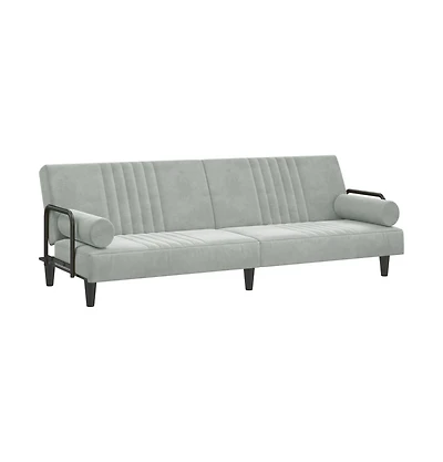vidaXL Sofa Bed with Armrests Light Gray Velvet