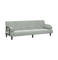 vidaXL Sofa Bed with Armrests Light Gray Velvet