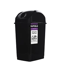 Superio Mini 1.25 Gallon Plastic Trash can with Swing Top Lid