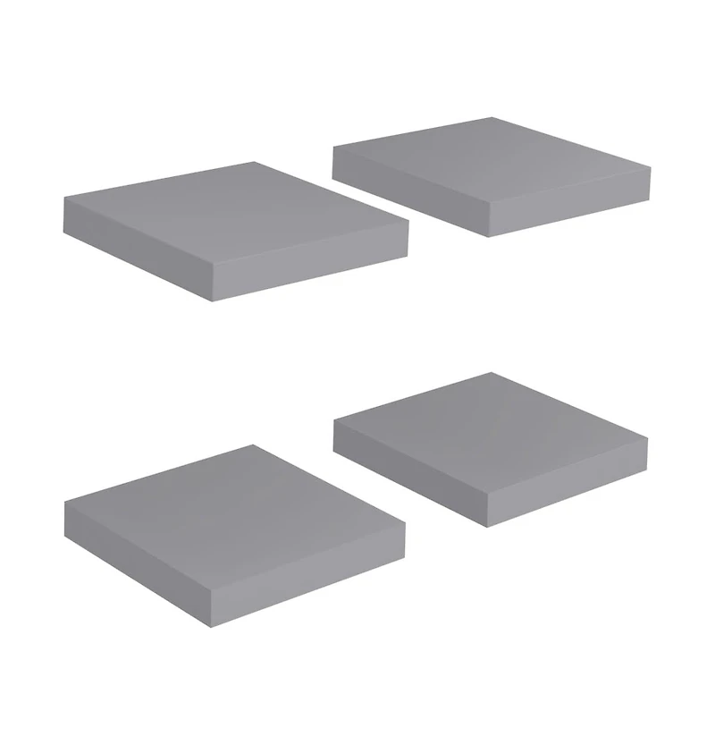 Floating Wall Shelves 4 pcs Gray 9.1"x9.3"x1.5" Mdf