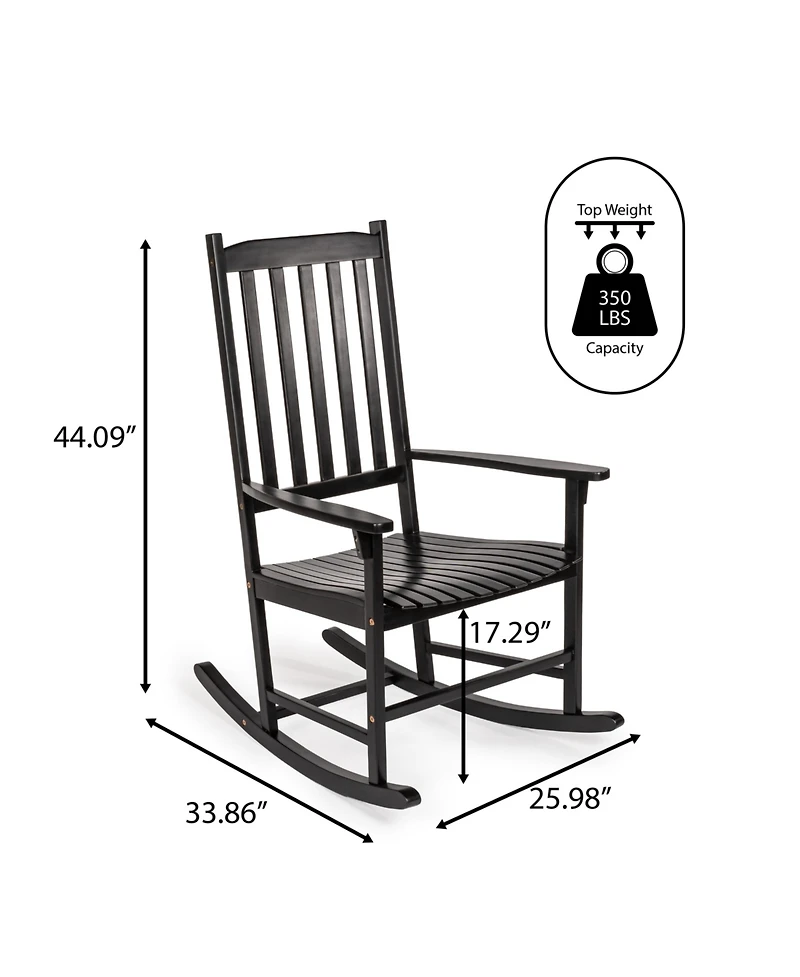 Jonathan Y Seagrove Farmhouse Classic Slat-Back 350-lbs Support Acacia Wood Outdoor Rocking Chair