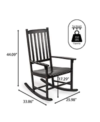 Jonathan Y Seagrove Farmhouse Classic Slat-Back 350-lbs Support Acacia Wood Outdoor Rocking Chair