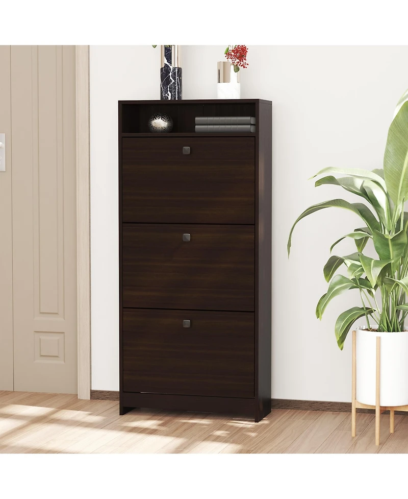 Homcom Shoe Storage Cabinet with 3 Large Fold-Out Drawers,