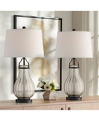 Franklin Iron Works Arian 27 1/2" Tall Modern Table Lamps Set of 2 Oil Rubbed Bronze Finish Metal Mercury Glass Living Room