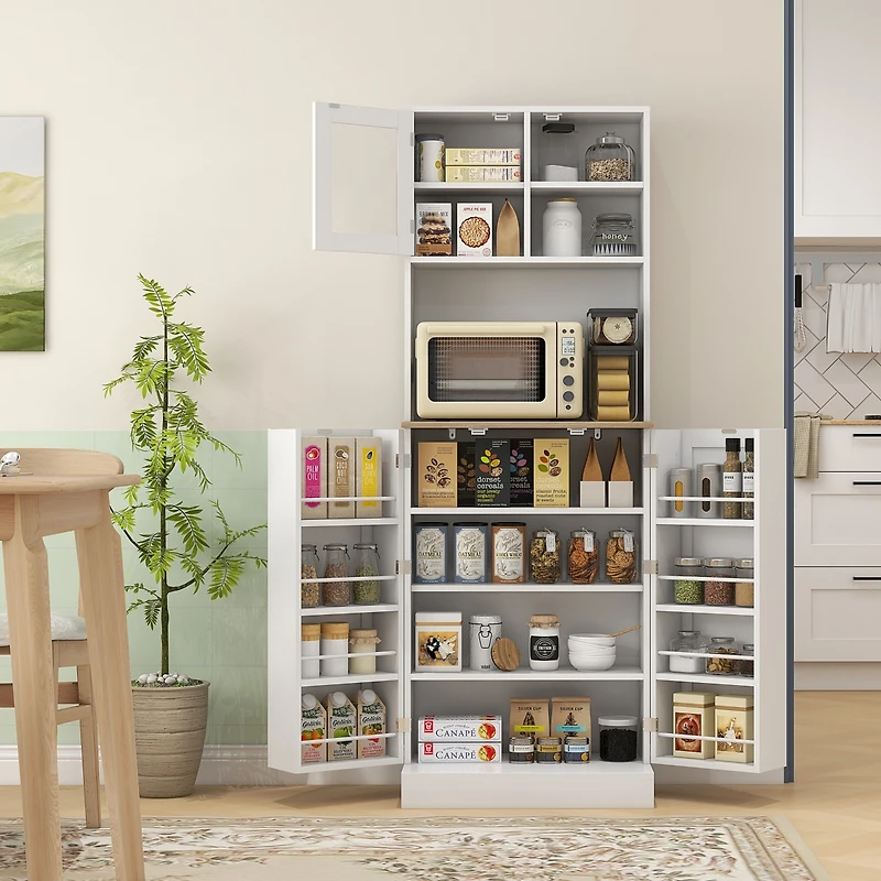 Homcom 66.5" Kitchen Pantry Storage Cabinet with Microwave Sd,