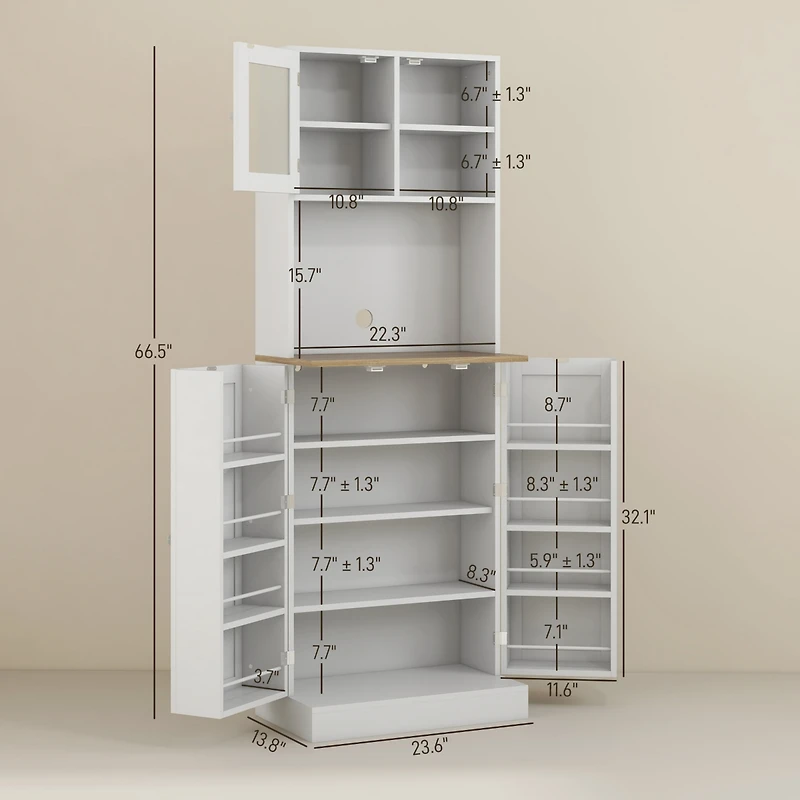 Homcom 66.5" Kitchen Pantry Storage Cabinet with Microwave Sd,
