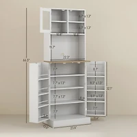 Homcom 66.5" Kitchen Pantry Storage Cabinet with Microwave Sd,