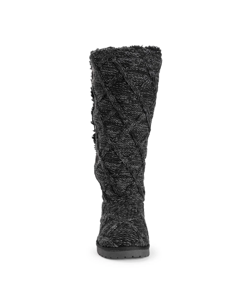 Muk Luks Women's Malena Boots, Black Lattice, 7