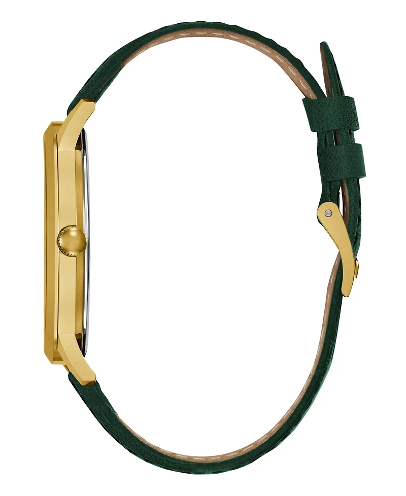 Guess Men's Analog Green Leather Watch, 44mm