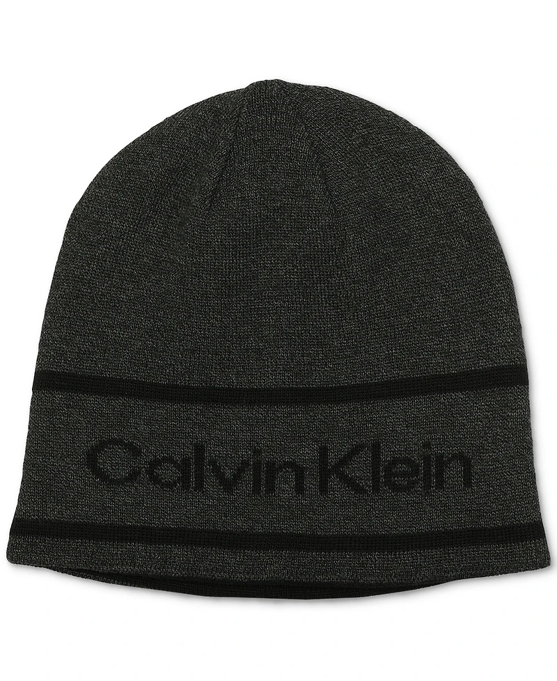 Calvin Klein Men's Jacquard Stripe Logo Beanie