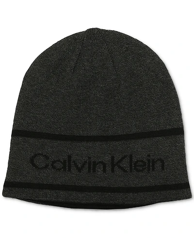Calvin Klein Men's Jacquard Stripe Logo Beanie