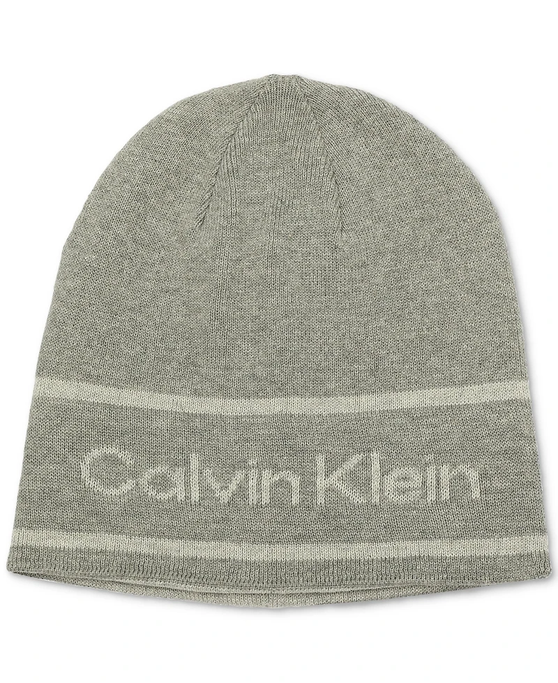 Calvin Klein Men's Jacquard Stripe Logo Beanie