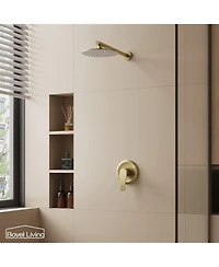 Boyel Living 1-Spray Patterns with 3.4 Gpm 9 in. Wall Mount Rain Fixed Shower Head with Single Handle and Valve