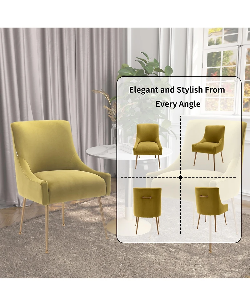 Boyel Living Velvet Dining Chair with Pulling Handle and Adjustable Foot Nails(Set of 2)