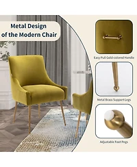 Boyel Living Velvet Dining Chair with Pulling Handle and Adjustable Foot Nails(Set of 2)
