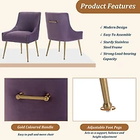 Boyel Living Velvet Dining Chair with Pulling Handle and Adjustable Foot Nails(Set of 2)