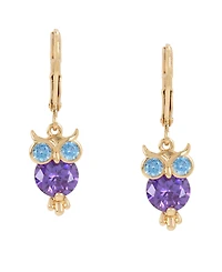 Betsey Johnson Cubic Zirconia Owl Drop Earrings