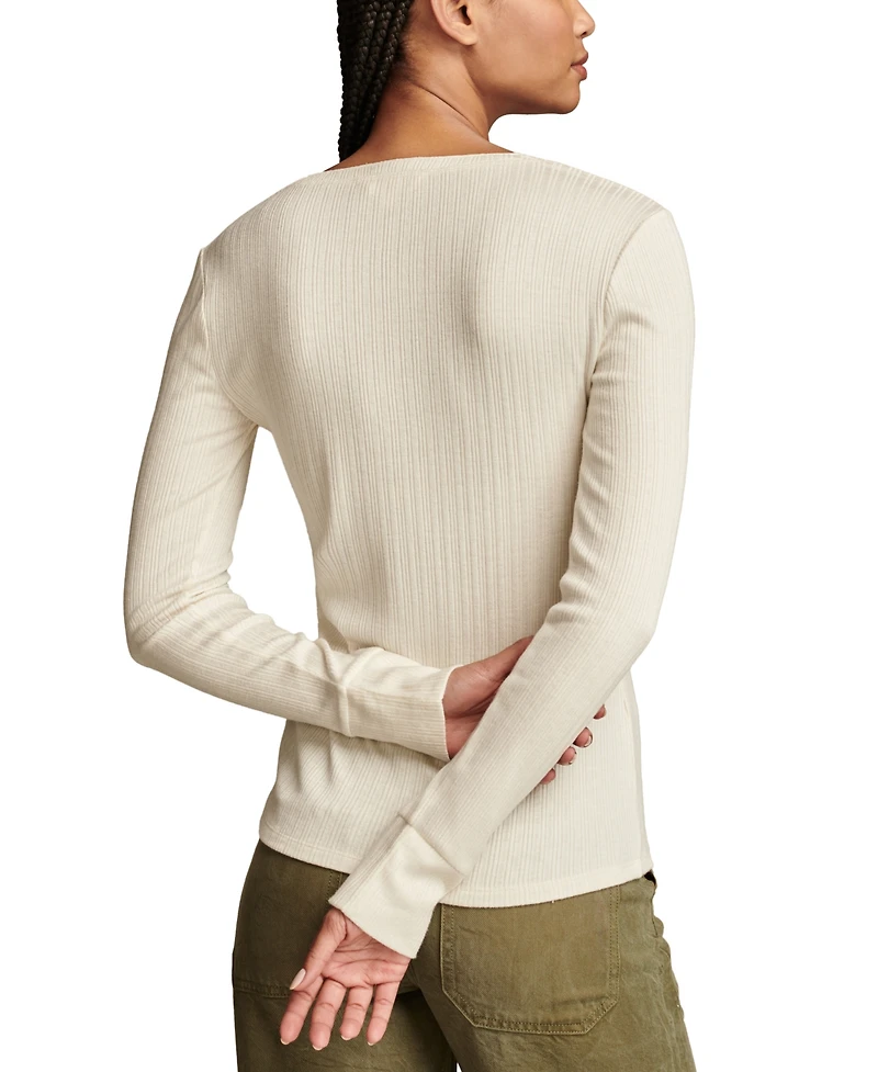 Lucky Brand Women's Ribbed Henley Top