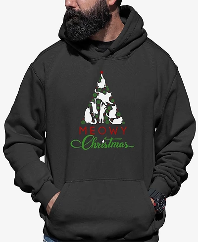 La Pop Art Men's Meowy Christmas Tree Word Art Hooded Sweatshirt