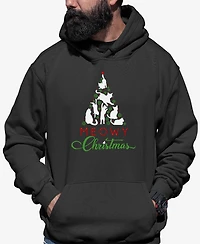 La Pop Art Men's Meowy Christmas Tree Word Art Hooded Sweatshirt