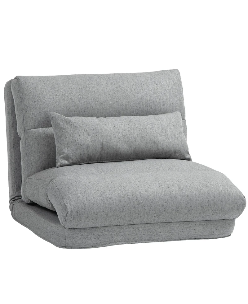 Homcom Folding Floor Chair with 6-Position Adjustable Back Pillow, Gray