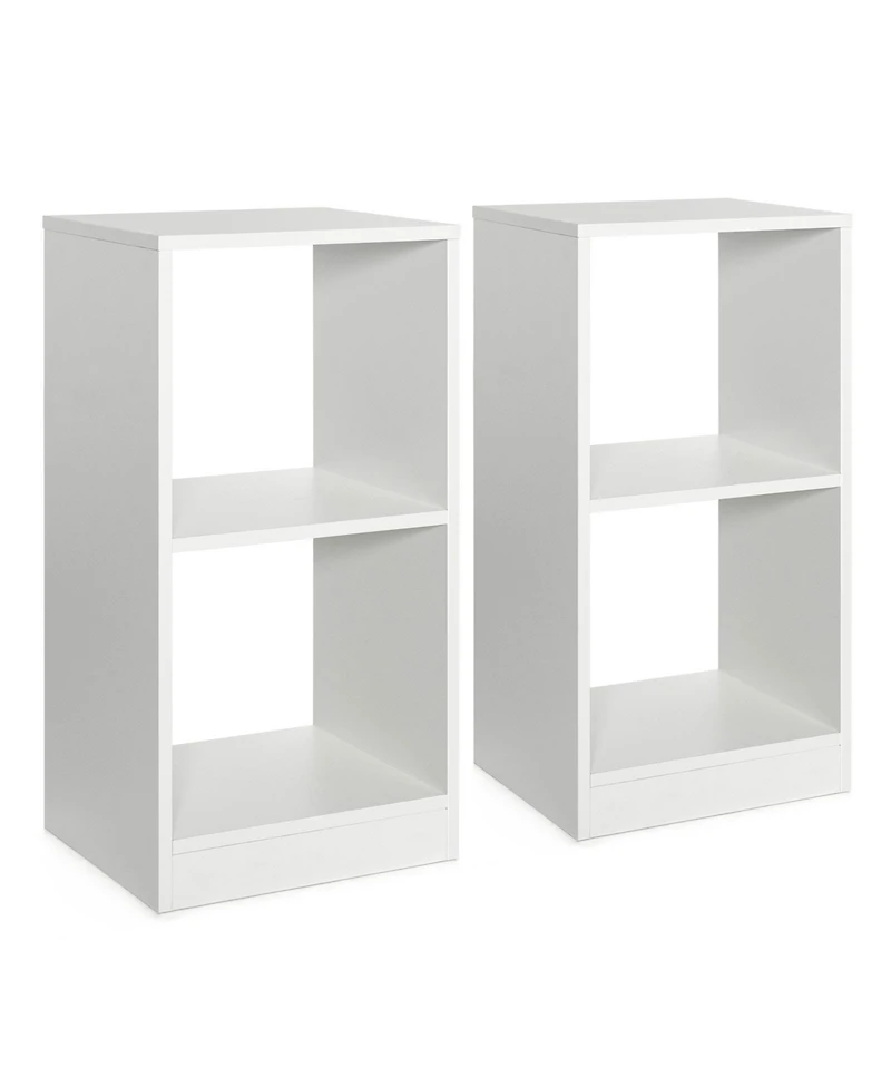 Sugift 2 Pieces 2-tier Bookcase Set with Anti-toppling Device