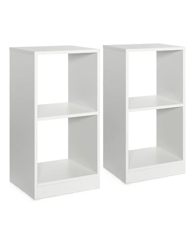 Sugift 2 Pieces 2-tier Bookcase Set with Anti-toppling Device